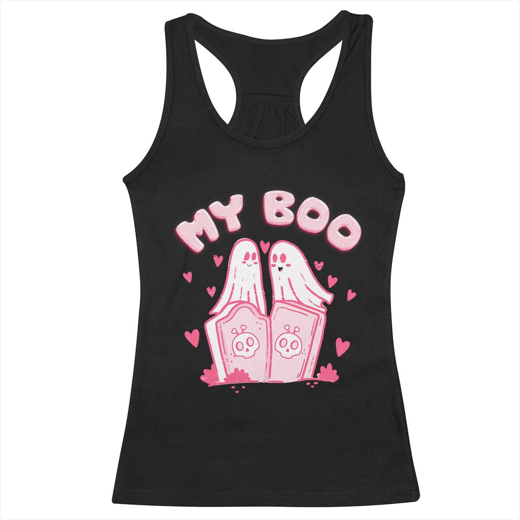 Valentine's Day Racerback Tank Top My Boo Cute Lover Couple Ghost TS09 Black Print Your Wear