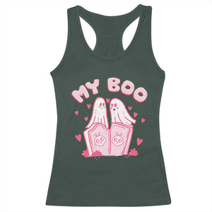 Valentine's Day Racerback Tank Top My Boo Cute Lover Couple Ghost TS09 Dark Forest Green Print Your Wear