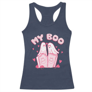 Valentine's Day Racerback Tank Top My Boo Cute Lover Couple Ghost TS09 Navy Print Your Wear