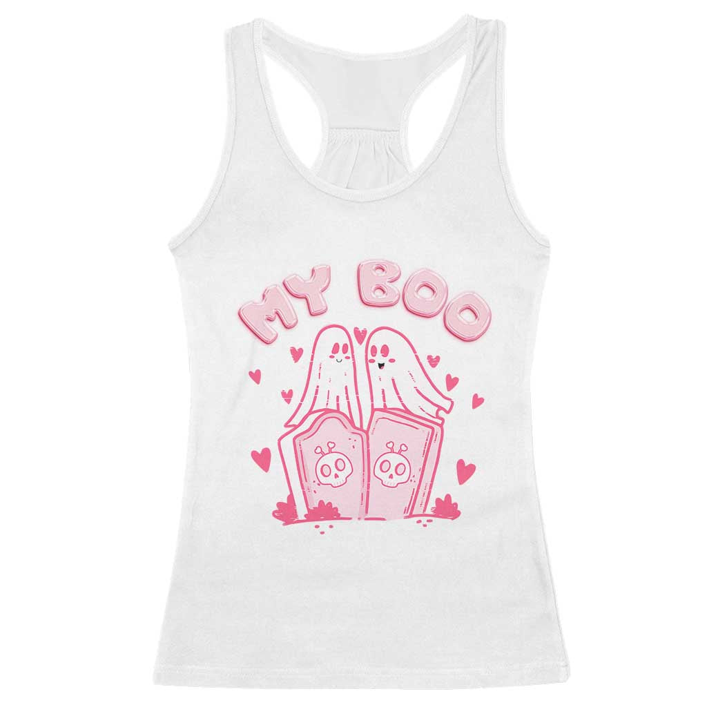 Valentine's Day Racerback Tank Top My Boo Cute Lover Couple Ghost TS09 White Print Your Wear