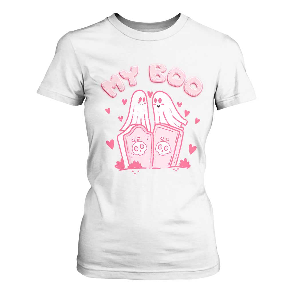 Valentine's Day T Shirt For Women My Boo Cute Lover Couple Ghost TS09 White Print Your Wear