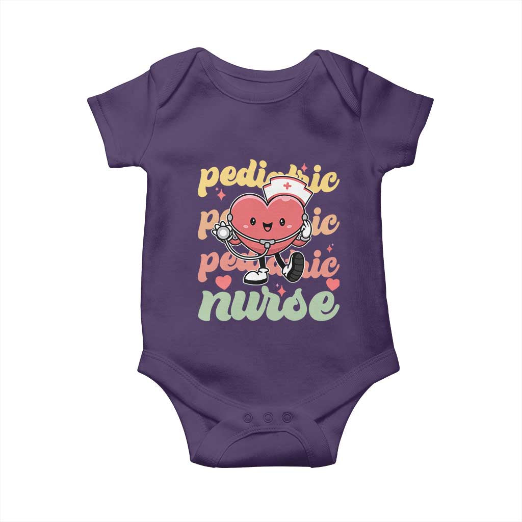 Valentine's Day Baby Onesie Retro Pediatric Nurse Cute Heart Stethoscope TS09 Purple Print Your Wear
