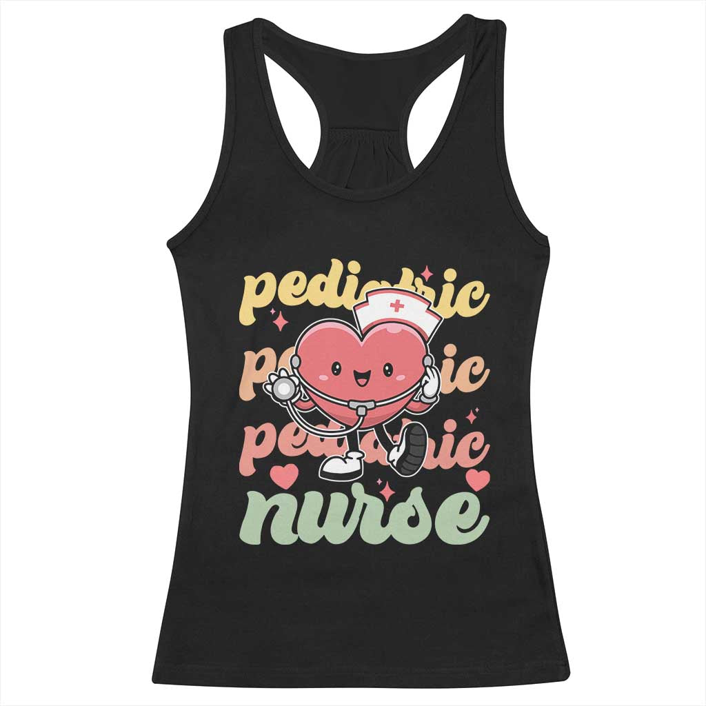 Valentine's Day Racerback Tank Top Retro Pediatric Nurse Cute Heart Stethoscope TS09 Black Print Your Wear