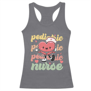 Valentine's Day Racerback Tank Top Retro Pediatric Nurse Cute Heart Stethoscope TS09 Charcoal Print Your Wear