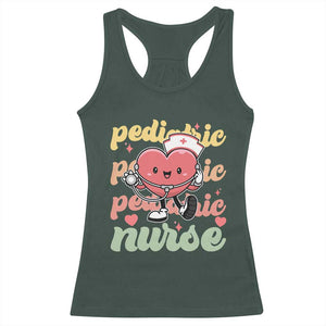 Valentine's Day Racerback Tank Top Retro Pediatric Nurse Cute Heart Stethoscope TS09 Dark Forest Green Print Your Wear