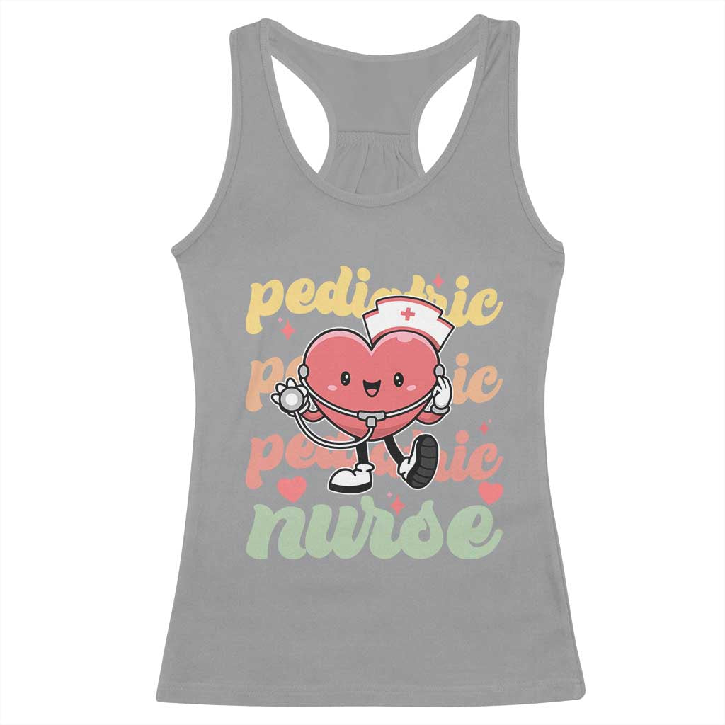 Valentine's Day Racerback Tank Top Retro Pediatric Nurse Cute Heart Stethoscope TS09 Sport Gray Print Your Wear