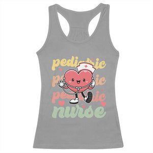 Valentine's Day Racerback Tank Top Retro Pediatric Nurse Cute Heart Stethoscope TS09 Sport Gray Print Your Wear