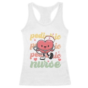 Valentine's Day Racerback Tank Top Retro Pediatric Nurse Cute Heart Stethoscope TS09 White Print Your Wear