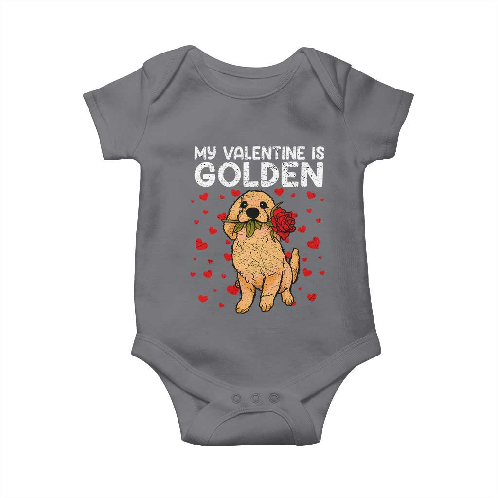 Valentine's Day Baby Onesie My Valentine Is Golden Retriever Cute Pet Dog Rose TS09 Charcoal Print Your Wear