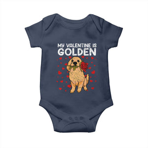 Valentine's Day Baby Onesie My Valentine Is Golden Retriever Cute Pet Dog Rose TS09 Navy Print Your Wear