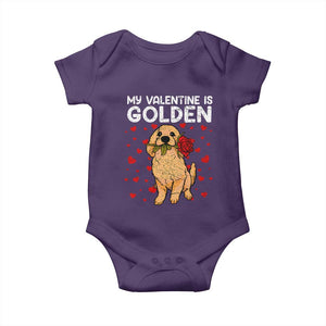 Valentine's Day Baby Onesie My Valentine Is Golden Retriever Cute Pet Dog Rose TS09 Purple Print Your Wear