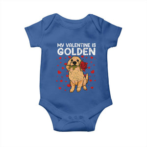 Valentine's Day Baby Onesie My Valentine Is Golden Retriever Cute Pet Dog Rose TS09 Royal Blue Print Your Wear