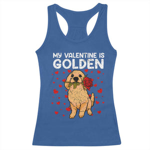 Valentine's Day Racerback Tank Top My Valentine Is Golden Retriever Cute Pet Dog Rose TS09 Royal Blue Print Your Wear