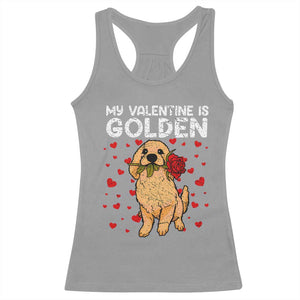 Valentine's Day Racerback Tank Top My Valentine Is Golden Retriever Cute Pet Dog Rose TS09 Sport Gray Print Your Wear