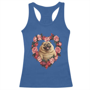 Valentine's Day Racerback Tank Top My Valentine Is Pug Cute Pet Dog Rose Heart Shape TS09 Royal Blue Print Your Wear