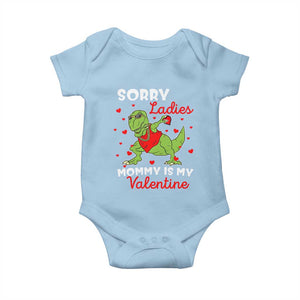 Sorry Ladies Mommy Is My Valentine Baby Onesie Funny Dabbing Dinosaur Stealing Heart TS09 Light Blue Print Your Wear