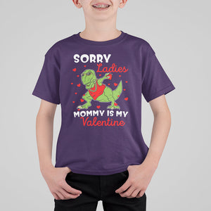 Sorry Ladies Mommy Is My Valentine T Shirt For Kid Funny Dabbing Dinosaur Stealing Heart TS09 Purple Printyourwear