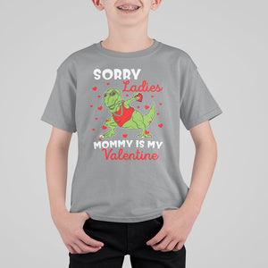 Sorry Ladies Mommy Is My Valentine T Shirt For Kid Funny Dabbing Dinosaur Stealing Heart TS09 Sport Gray Printyourwear