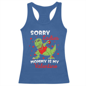 Sorry Ladies Mommy Is My Valentine Racerback Tank Top Funny Dabbing Dinosaur Stealing Heart TS09 Royal Blue Print Your Wear