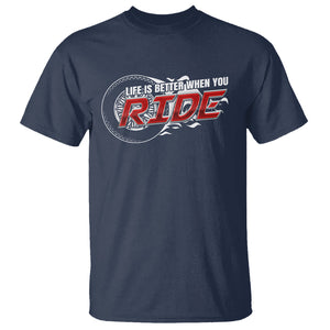 Motorcycle Rider T Shirt Life is Better When You Ride TS09 Navy Printyourwear