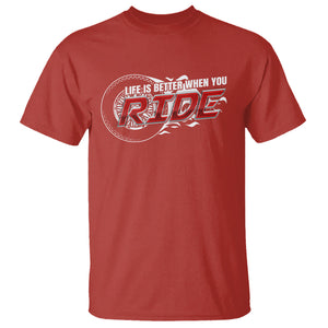 Motorcycle Rider T Shirt Life is Better When You Ride TS09 Red Printyourwear