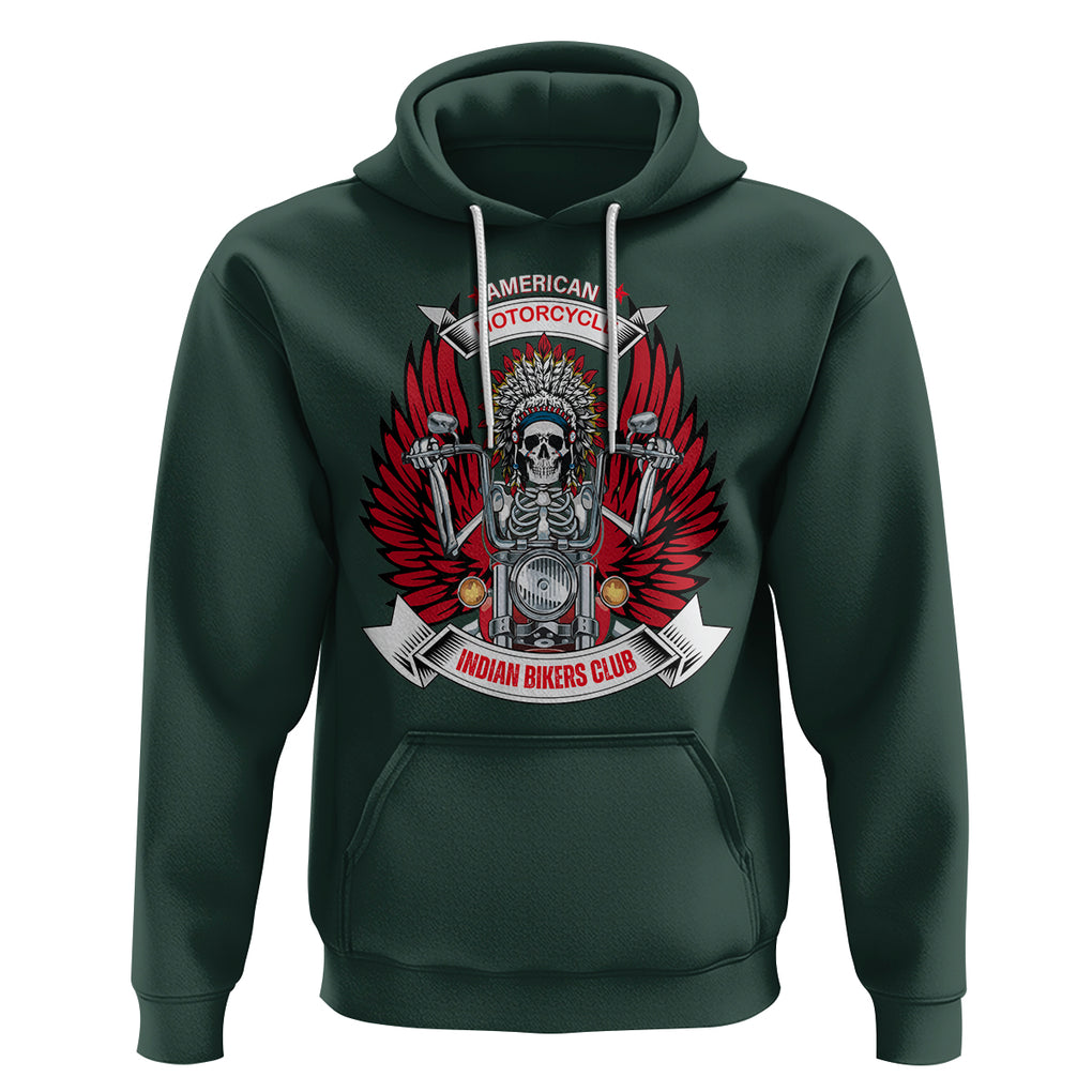 Motorcycle Rider Hoodie American Indian Biker Club TS09 Dark Forest Green Printyourwear