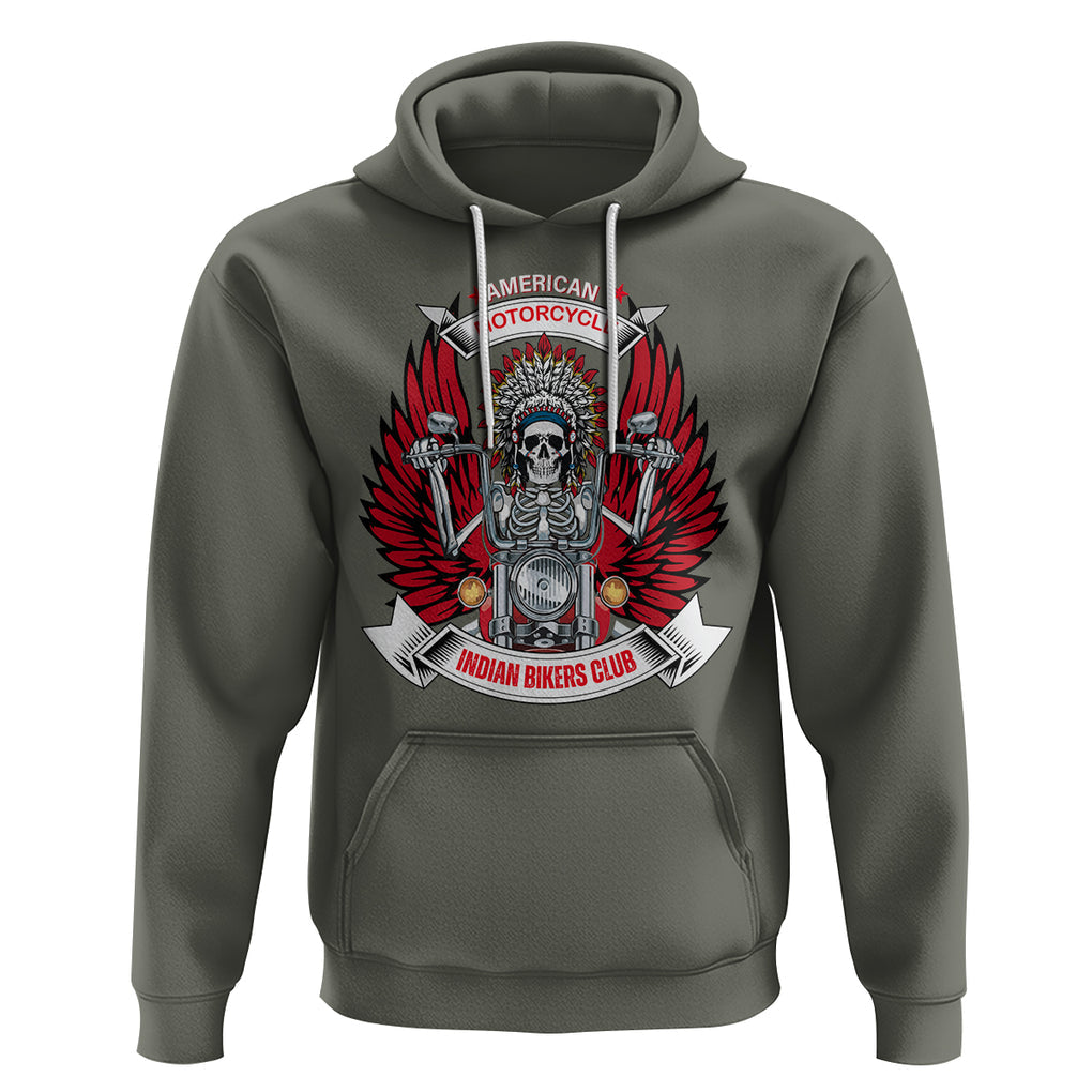 Motorcycle Rider Hoodie American Indian Biker Club TS09 Military Green Printyourwear