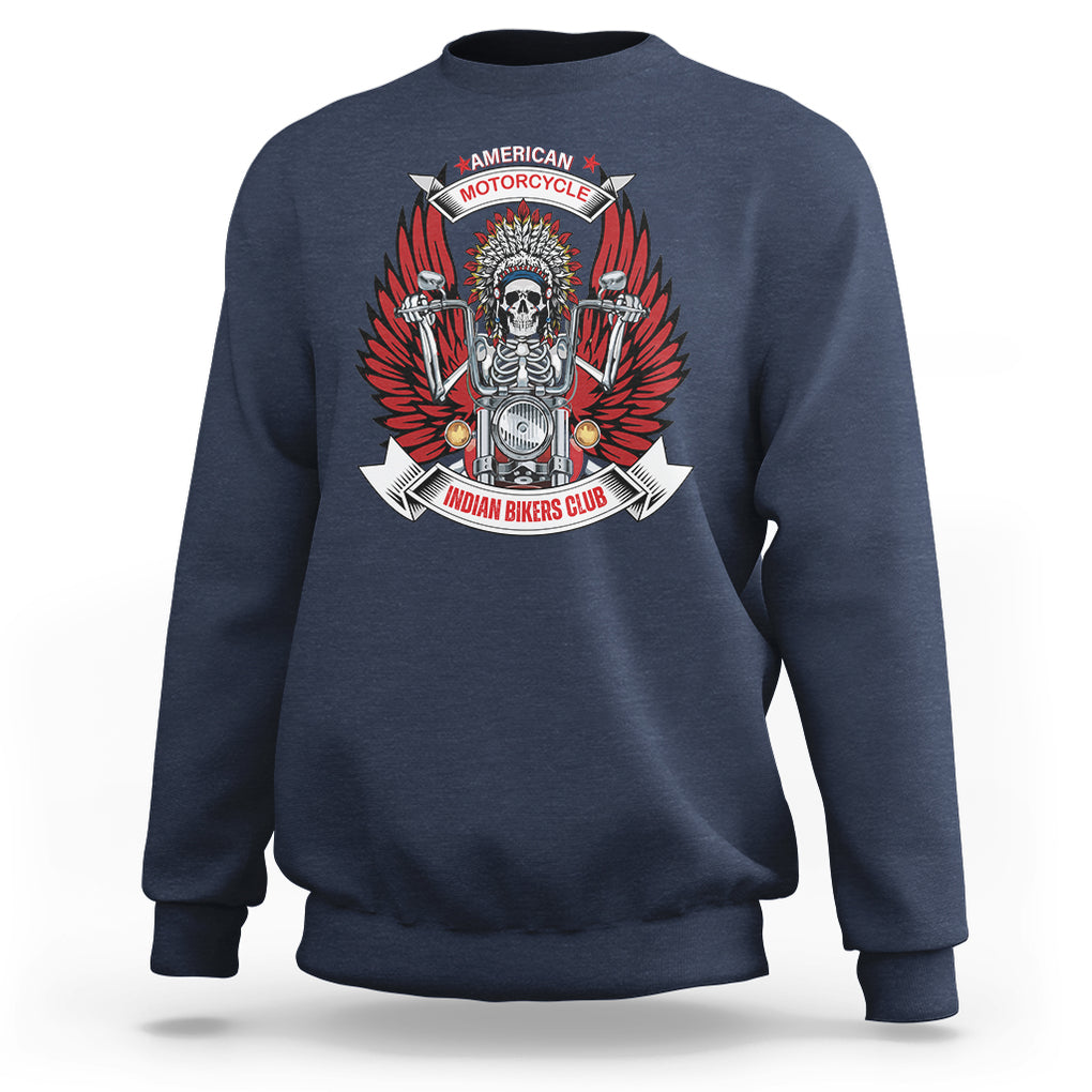 Motorcycle Rider Sweatshirt American Indian Biker Club TS09 Navy Printyourwear