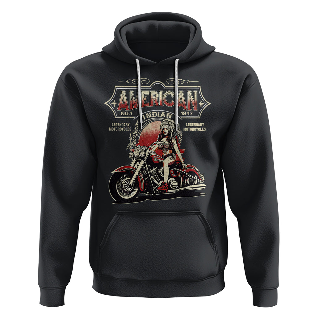 Motorcycle Rider Hoodie Navite American Indian Legendary Retro Biker TS09 Black Printyourwear