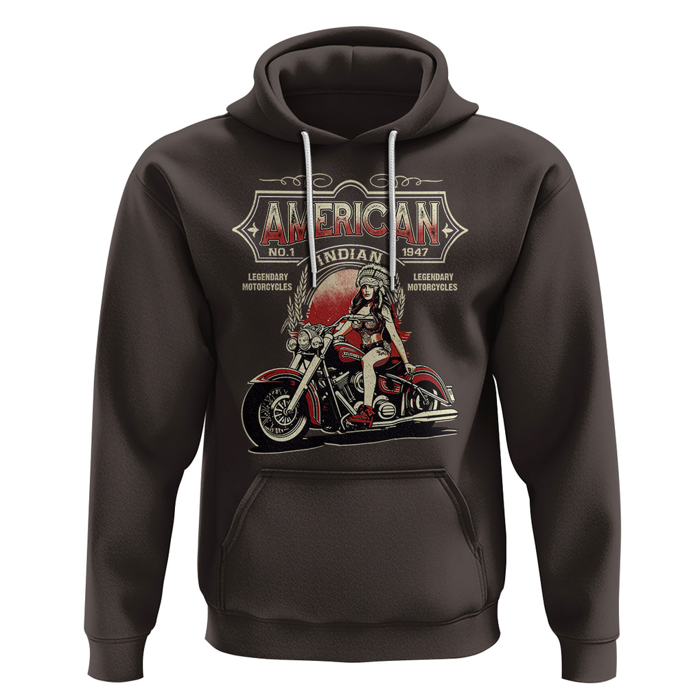 Motorcycle Rider Hoodie Navite American Indian Legendary Retro Biker TS09 Dark Chocolate Printyourwear