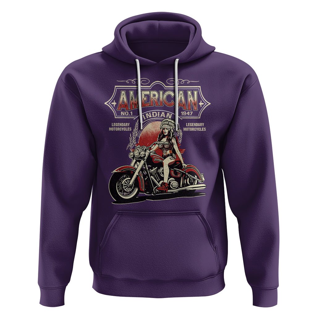 Motorcycle Rider Hoodie Navite American Indian Legendary Retro Biker TS09 Purple Printyourwear