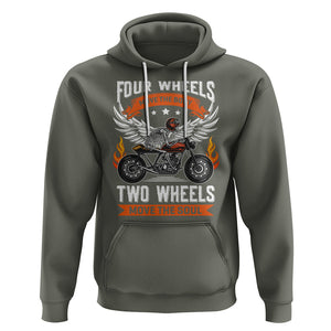 Motorcycle Rider Hoodie Four Wheels Mover The Body Two Wheels Move The Soul TS09 Military Green Printyourwear