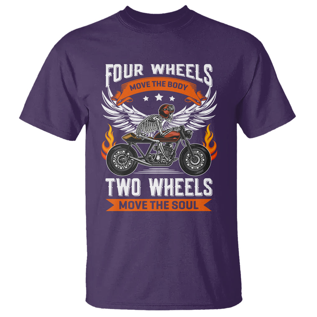 Motorcycle Rider T Shirt Four Wheels Mover The Body Two Wheels Move The Soul TS09 Purple Printyourwear