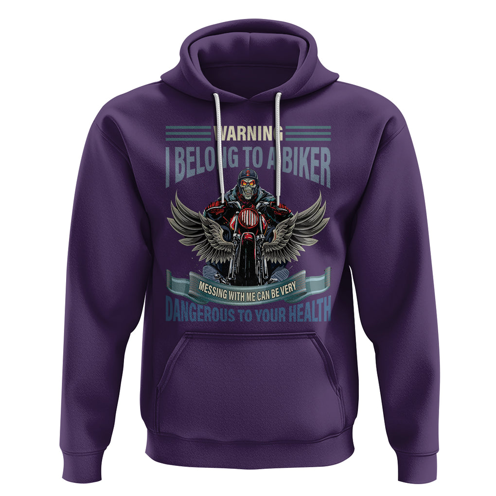 Motorcycle Rider Hoodie I Belong To A Biker Messing With Me Can Be Very Dangerous TS09 Purple Printyourwear