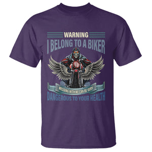 Motorcycle Rider T Shirt I Belong To A Biker Messing With Me Can Be Very Dangerous TS09 Purple Printyourwear