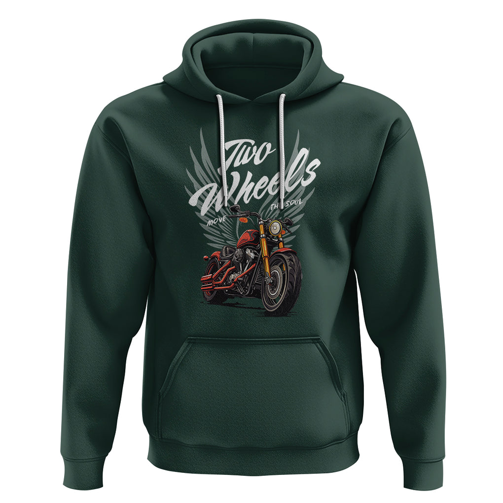 Motorcycle Rider Hoodie Four Wheels Mover The Body Two Wheels Move The Soul TS09 Dark Forest Green Printyourwear