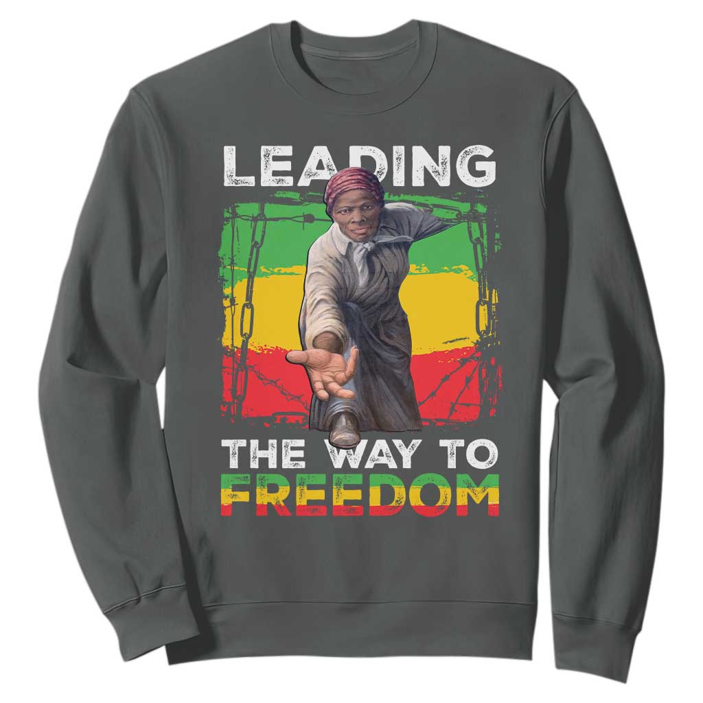 Harriet Tubman Sweatshirt Leading The Way To Freedom Black History TS09 Dark Heather Print Your Wear