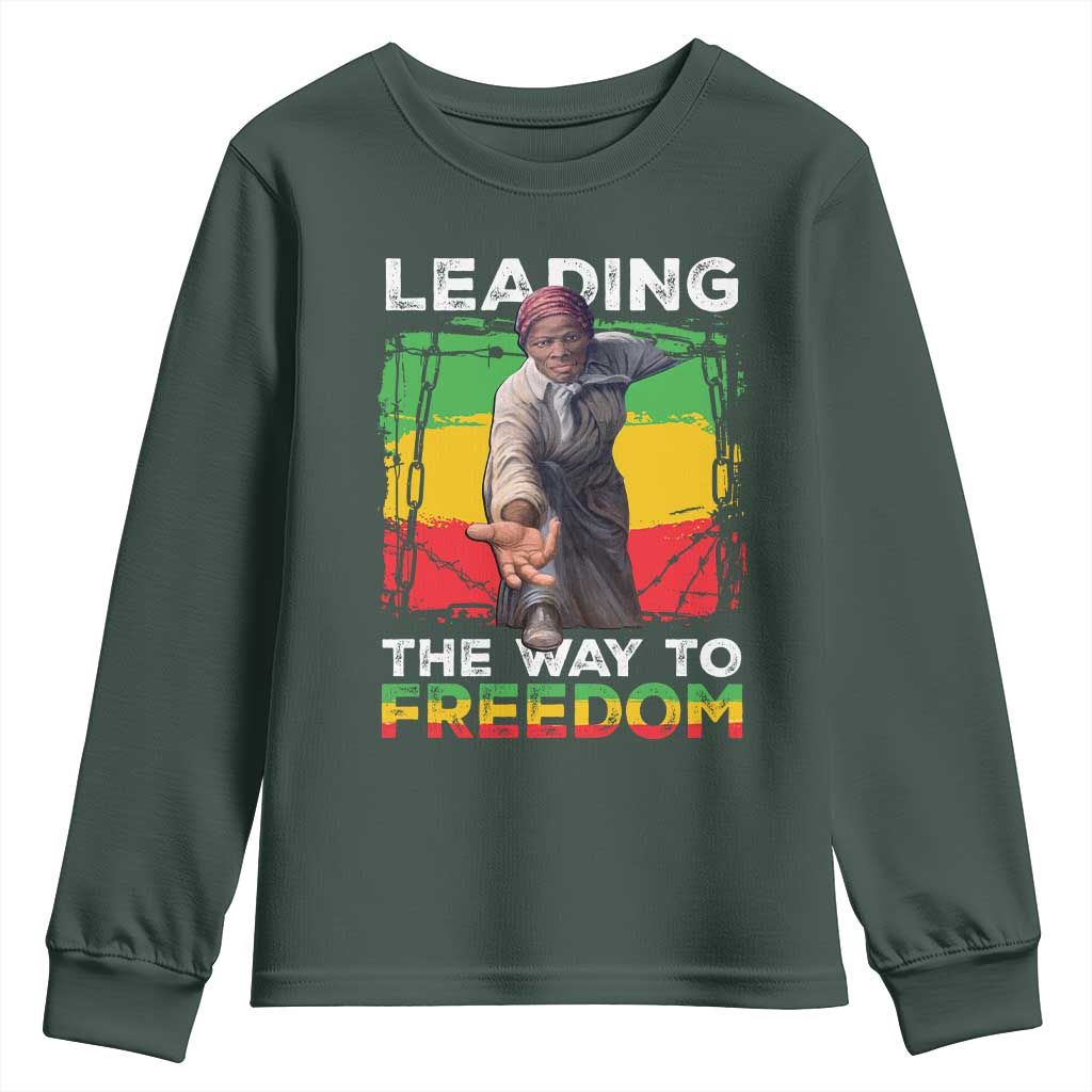 Harriet Tubman Youth Sweatshirt Leading The Way To Freedom Black History TS09 Dark Forest Green Print Your Wear