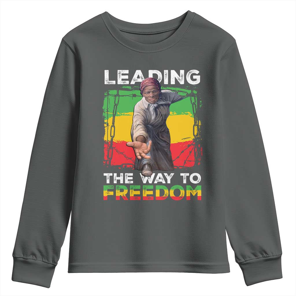 Harriet Tubman Youth Sweatshirt Leading The Way To Freedom Black History TS09 Dark Heather Print Your Wear