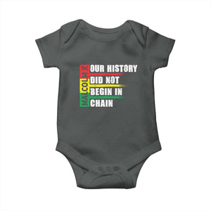 Malcolm X Baby Onesie Our History Did Not Begin In Chains TS09 Dark Heather Print Your Wear