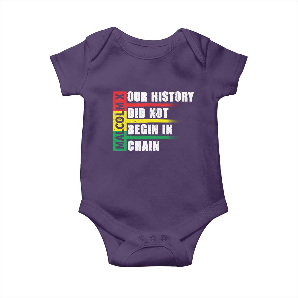 Malcolm X Baby Onesie Our History Did Not Begin In Chains TS09 Purple Print Your Wear