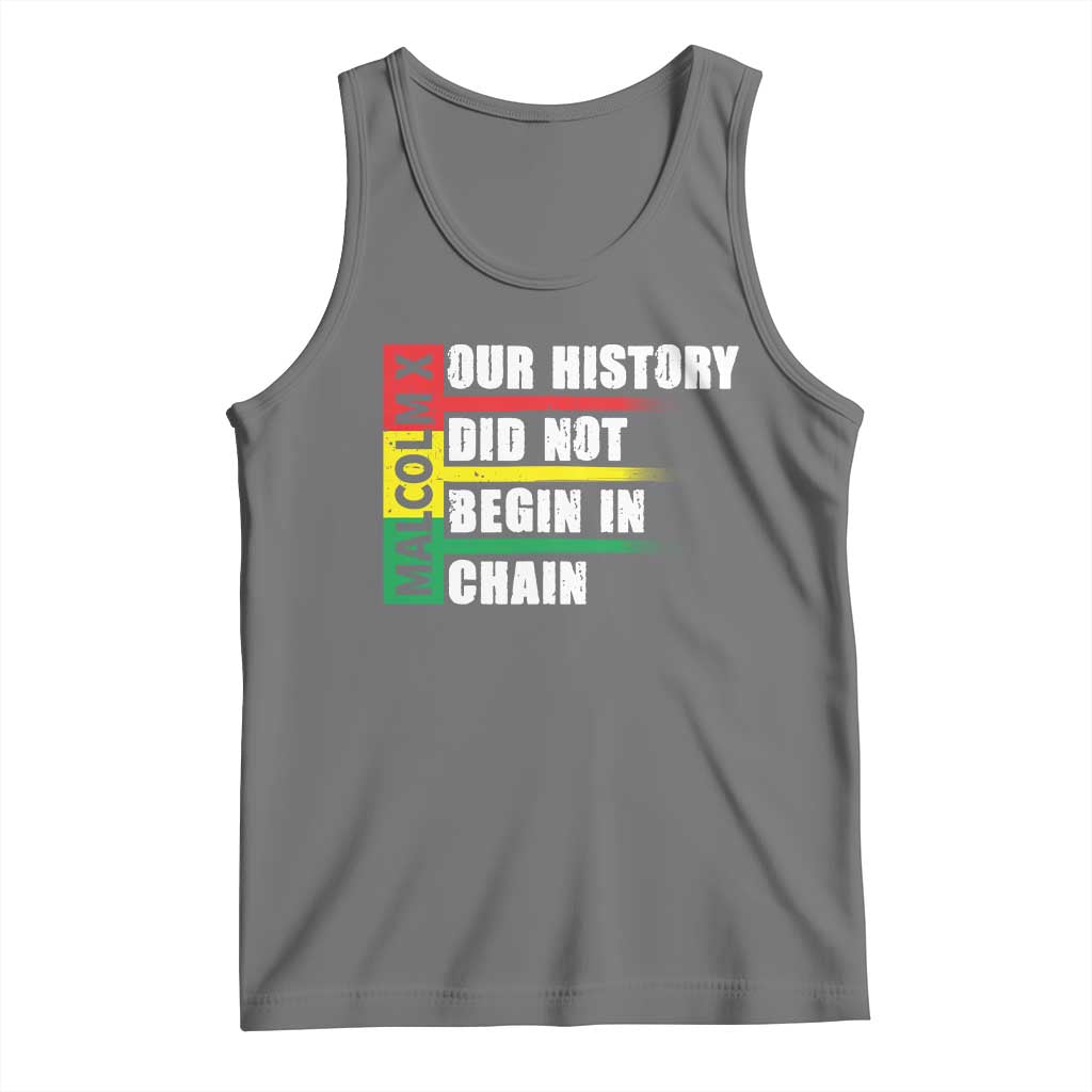 Malcolm X Tank Top Our History Did Not Begin In Chains TS09 Black Heather Print Your Wear
