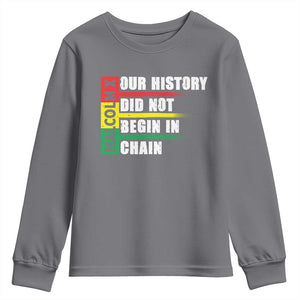 Malcolm X Youth Sweatshirt Our History Did Not Begin In Chains TS09 Charcoal Print Your Wear