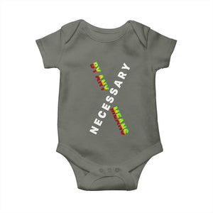 Malcolm X Baby Onesie By Any Means Necessary Black History TS09 Military Green Print Your Wear