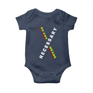 Malcolm X Baby Onesie By Any Means Necessary Black History TS09 Navy Print Your Wear