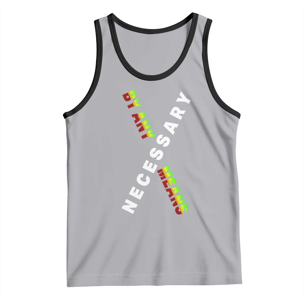 Malcolm X Tank Top By Any Means Necessary Black History TS09 Athletic Heather Black Print Your Wear