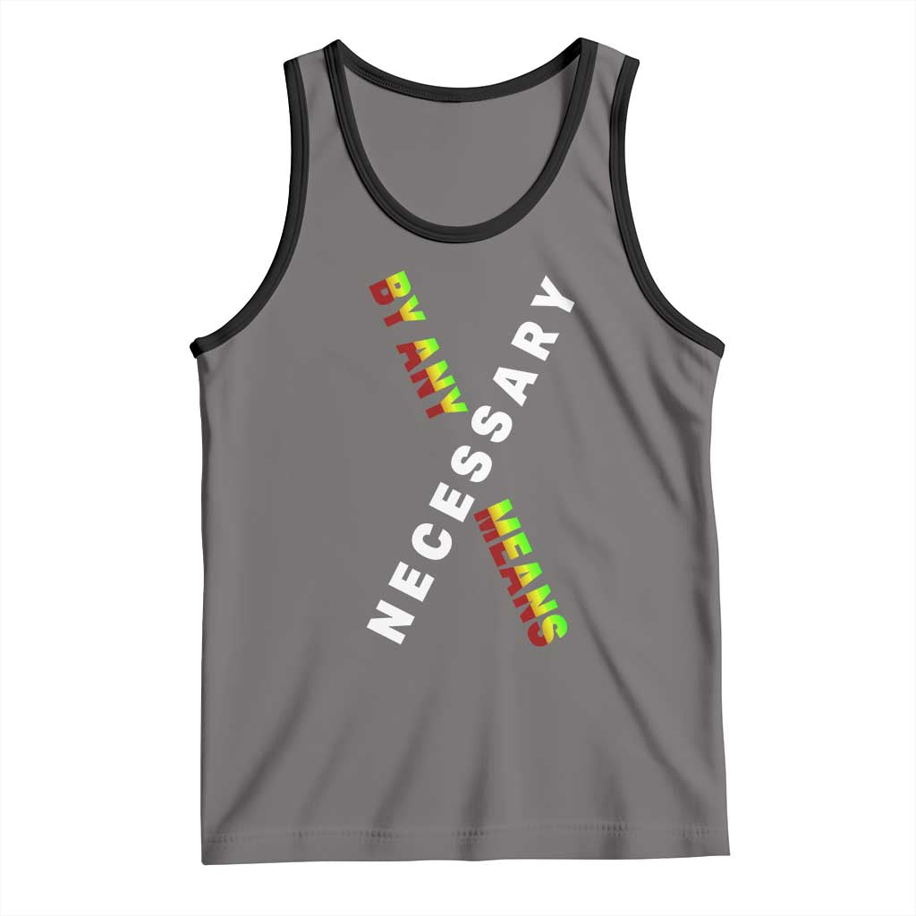 Malcolm X Tank Top By Any Means Necessary Black History TS09 Deep Heather Black Print Your Wear