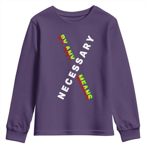 Malcolm X Youth Sweatshirt By Any Means Necessary Black History TS09 Purple Print Your Wear