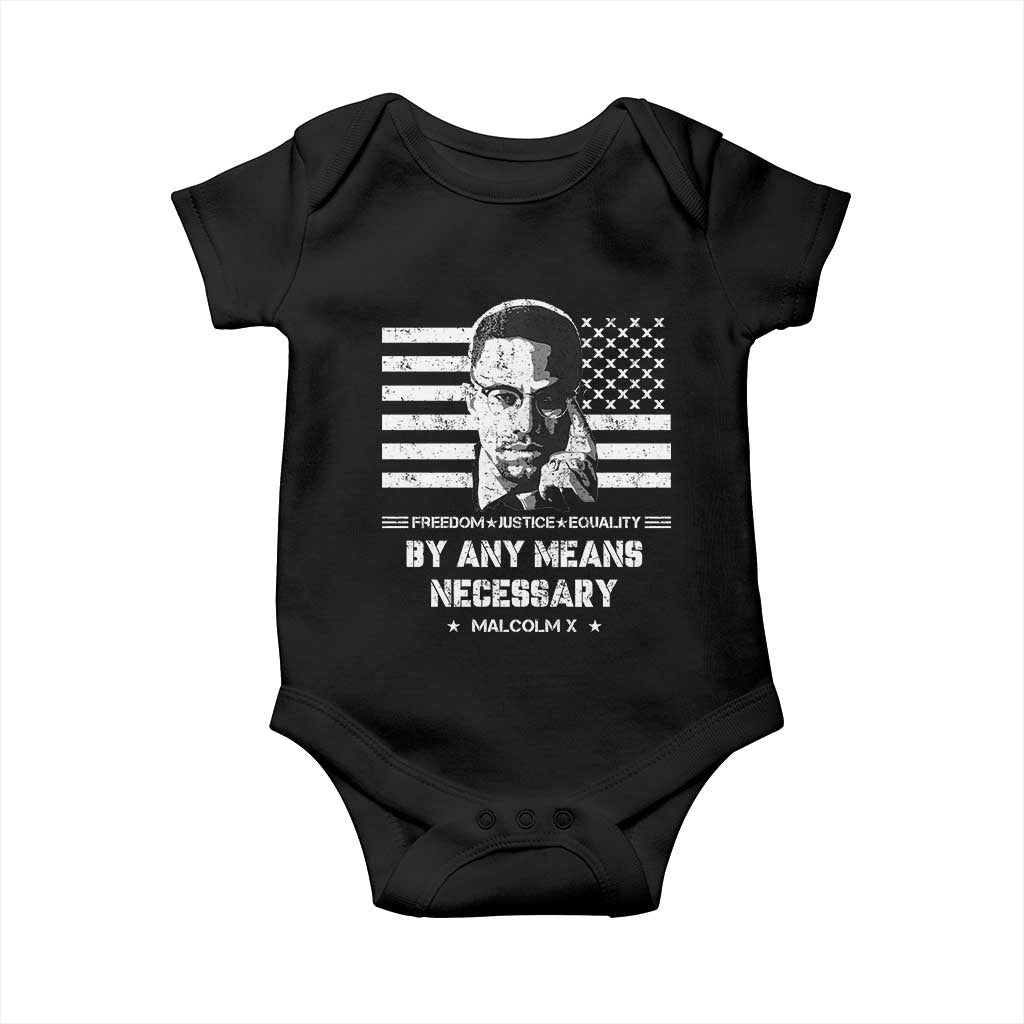 Malcolm X Baby Onesie By Any Means Necessary American Flag TS09 Black Print Your Wear