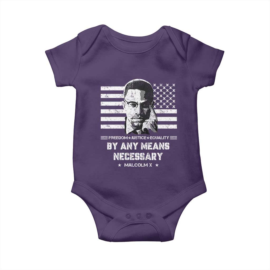 Malcolm X Baby Onesie By Any Means Necessary American Flag TS09 Purple Print Your Wear
